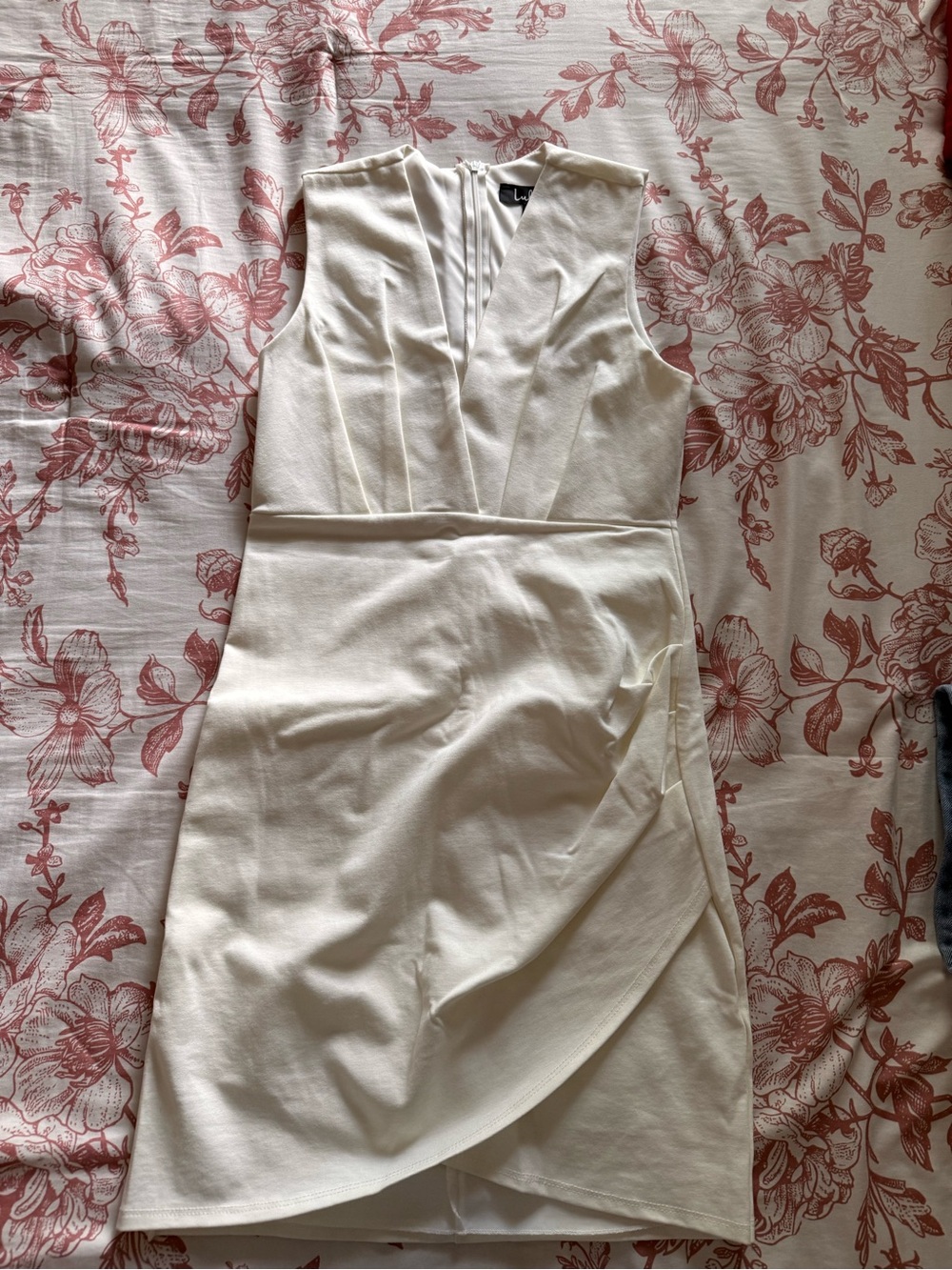 Lulu's Cream Sleeveless Wrap-Style Mini Dress